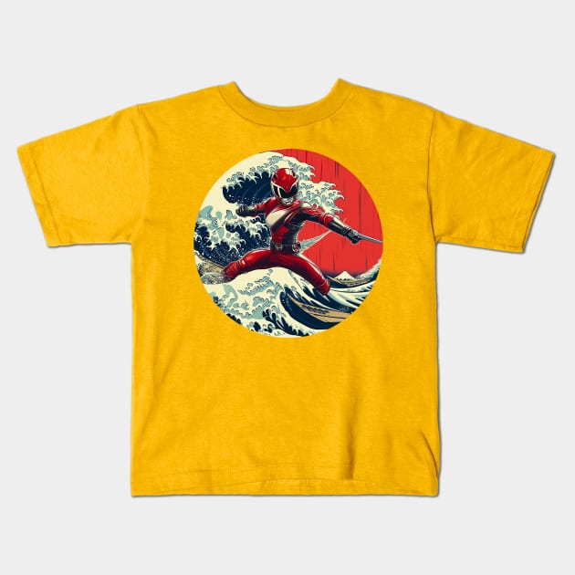 red ranger Kids T-Shirt by Ninja banana